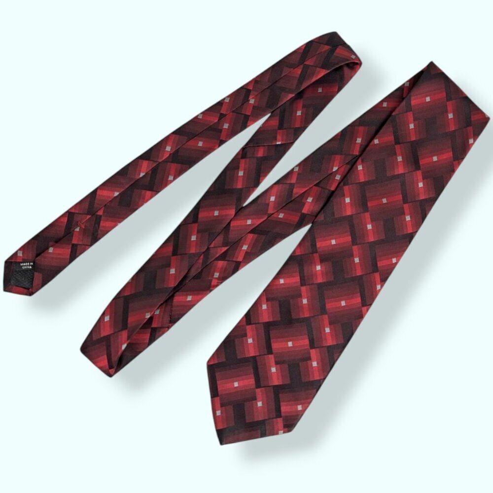 Nicole Miller 100% Silk Check Weave Tie